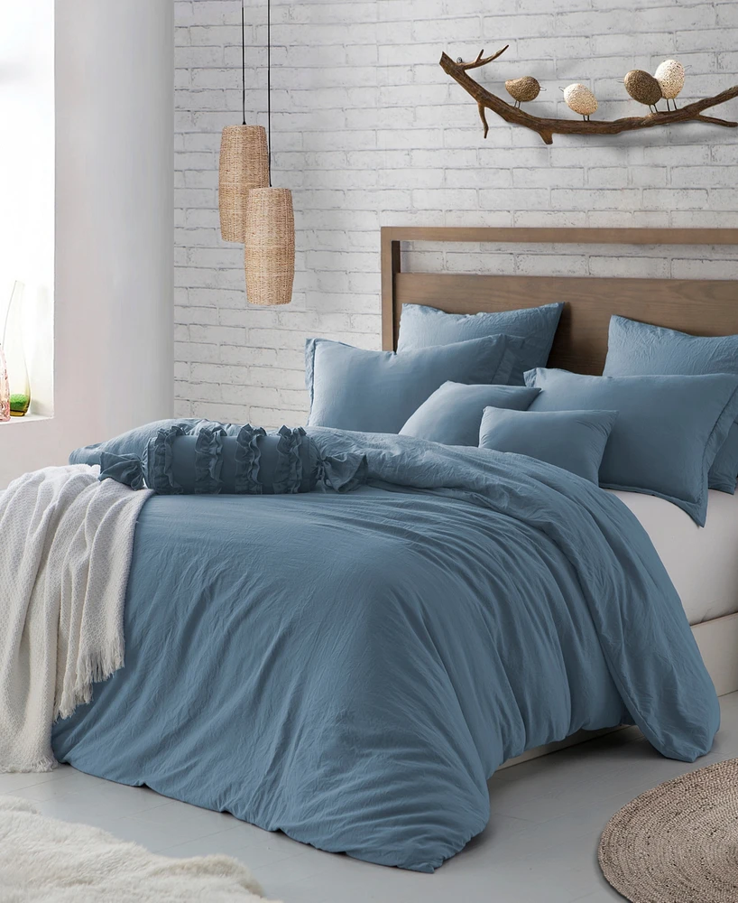 Cathay Home Inc. Microfiber Washed Crinkle Duvet Cover Set, King/California King