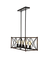 Jonathan Y Galax 5-Light Adjustable Farmhouse Industrial Led Dimmable Pendant