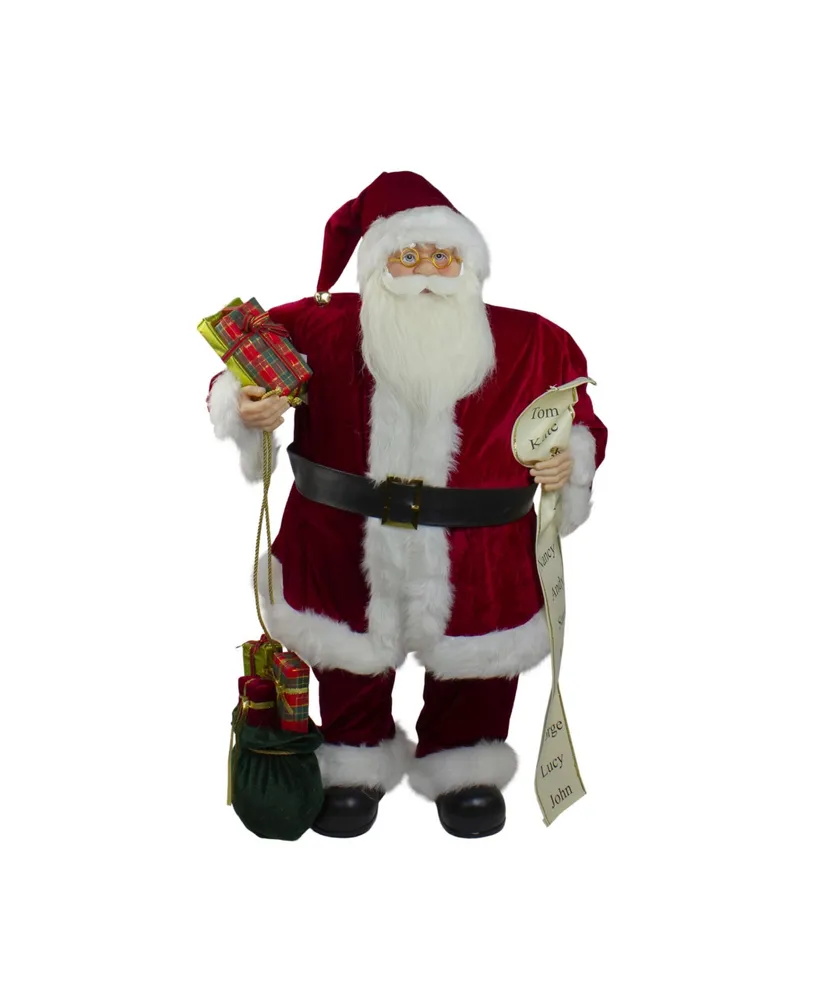 Northlight Traditional Santa Claus Christmas Figure with Naughty Nice List and Gift Bag