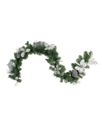 Northlight Poinsettia and Pine Cone Artificial Christmas Garland-Unlit