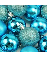 Northlight 96 Count Turquoise Shatterproof 4-Finish Christmas Ball Ornaments