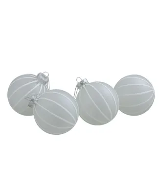 Northlight Count Clear Frosted and Glitter Striped Matte Glass Christmas Ball Ornaments