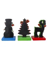 Northlight Reindeer Tree and Snowman with Chalkboard Christmas Stocking Holders, Set of 3