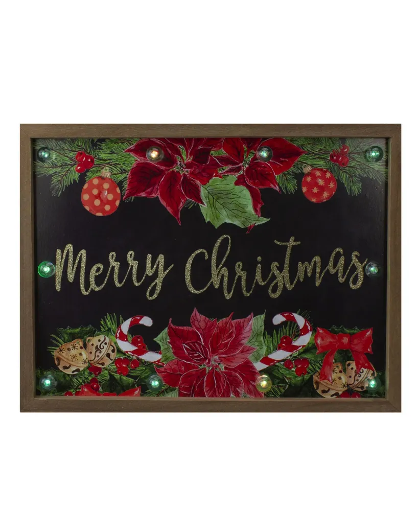 Northlight Merry Christmas with Poinsettias Wooden Christmas Plaque