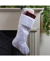 Northlight Led Lighted Iridescent Glitter Snowflake Christmas Stocking