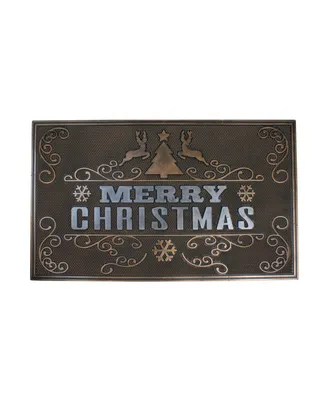 Northlight Copper and "Merry Christmas" with Reindeer Christmas Doormat