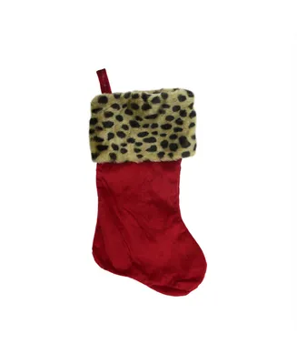 Northlight Velveteen Leopard Cuffed Christmas Stocking