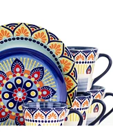 Elama Zen Mozaik 16 Piece Luxurious Stoneware Dinnerware Set