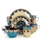 Elama Clay Heart 16 Piece Luxurious Stoneware Dinnerware Set