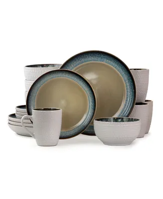 Elama Modern Dot 16 Piece Luxurious Stoneware Dinnerware Set