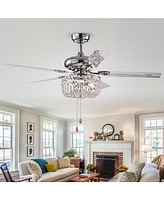 Home Accessories Silver 49.2" 2-Light Indoor Hand Pull Chain Ceiling Fan with Light Kit