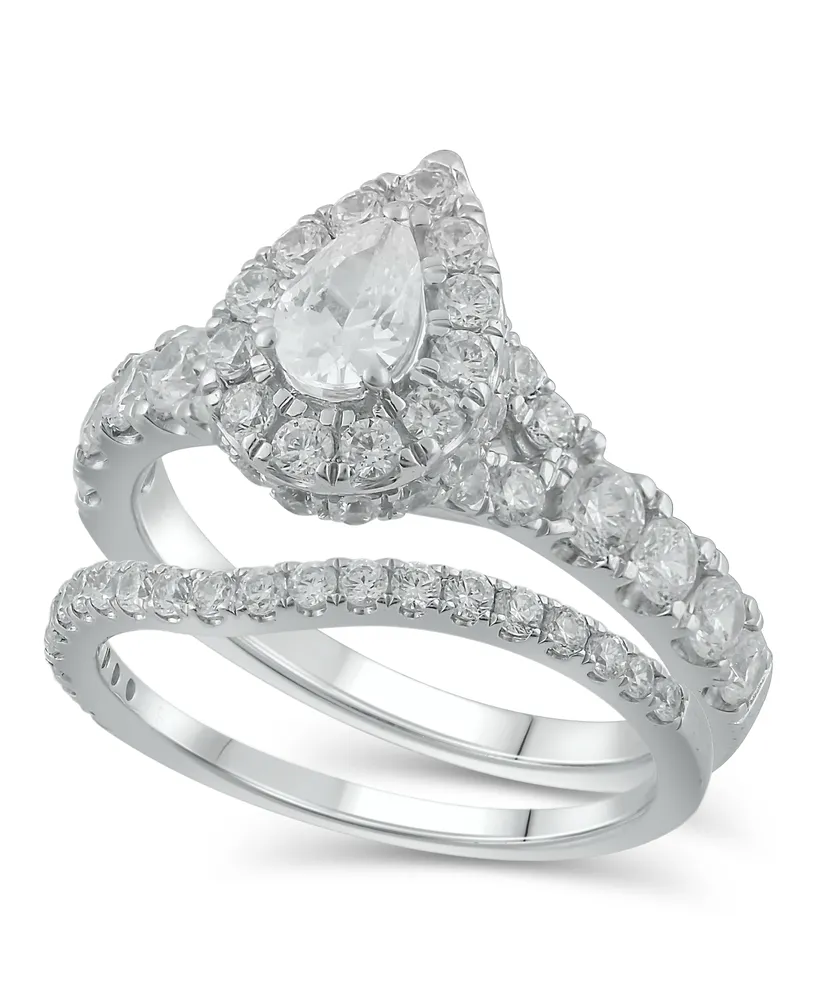 Diamond Pear-Cut Halo Bridal Set (2. ct. t.w.) 14K White, Yellow or Rose Gold