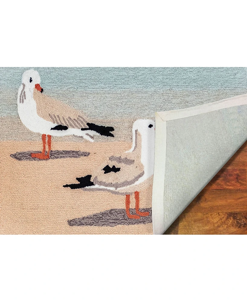 Liora Manne' Frontporch Gulls Sand 1'8" x 2'6" Outdoor Area Rug