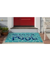 Liora Manne' Natura This Way To The Pool Water Aqua 2' x 3' Outdoor Area Rug