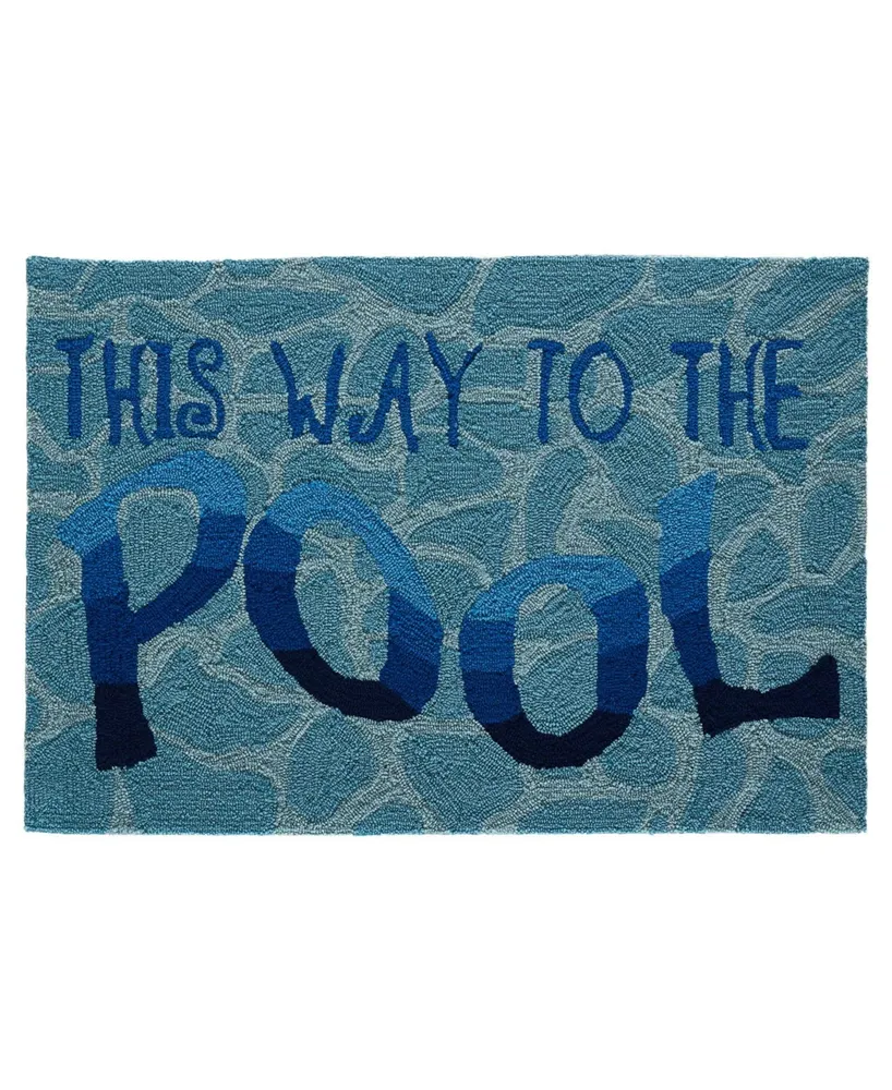 Liora Manne' Frontporch This Way To The Pool Aqua 2' x 3' Outdoor Area Rug