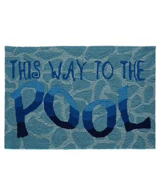 Liora Manne' Frontporch This Way To The Pool Aqua 2' x 3' Outdoor Area Rug