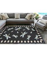 Liora Manne' Frontporch Dragonfly Black and Gray 3'6" x 5'6" Outdoor Area Rug