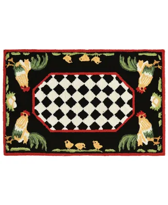 Liora Manne' Frontporch Rooster Black and Gray 2' x 3' Outdoor Area Rug