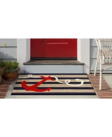 Liora Manne' Frontporch Anchor Blue 1'8" x 2'6" Outdoor Area Rug