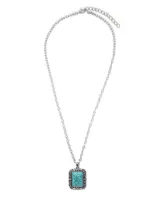 Macy's Simulated Turquoise in Silver Plated Rectangular Pendant Necklace