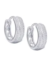 Macy's Cubic Zirconia 3-Row Huggie Hoop Earrings