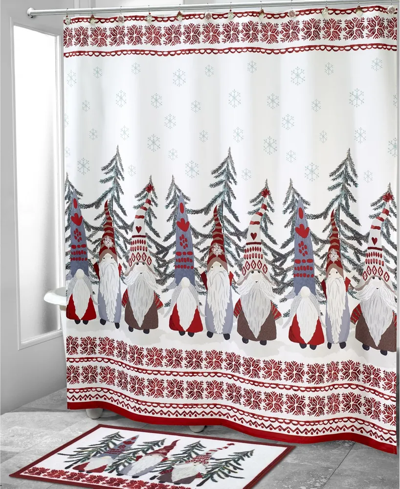 Avanti Christmas Gnomes Holiday Printed Shower Curtain, 72" x 72"