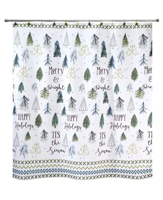 Avanti Christmas Trees Holiday Printed Shower Curtain, 72" x 72"
