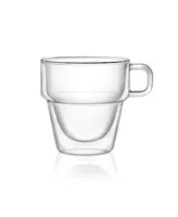 JoyJolt Pivot Double Wall Espresso Glasses, Set of 4 - Clear