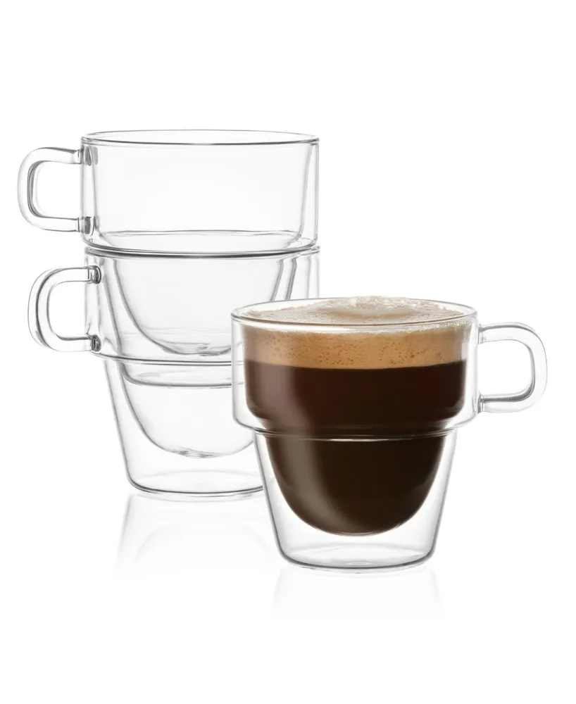 JoyJolt Pivot Double Wall Espresso Glasses, Set of 4 - Clear