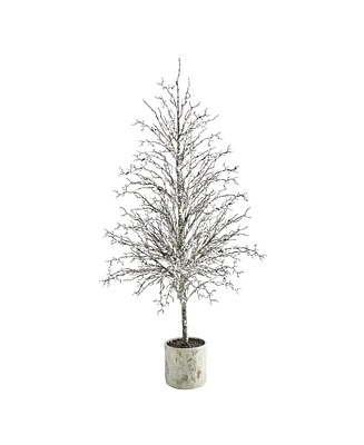 Nearly Natural Snowed Twig Artificial Tree in Decorative Planter