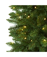 Nearly Natural Slim Mountain Pine Artificial Christmas Tree with 300 Clear Led Lights