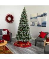 Nearly Natural Frosted Swiss Pine Artificial Christmas Tree with 550 Clear Led Lights and Berries