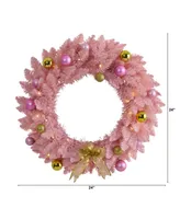 Nearly Natural Artificial Christmas Wreath with 35 Led Lights and Ornaments