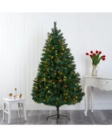 Nearly Natural Rocky Mountain Mixed Pine Artificial Christmas Tree with 300 Led Lights