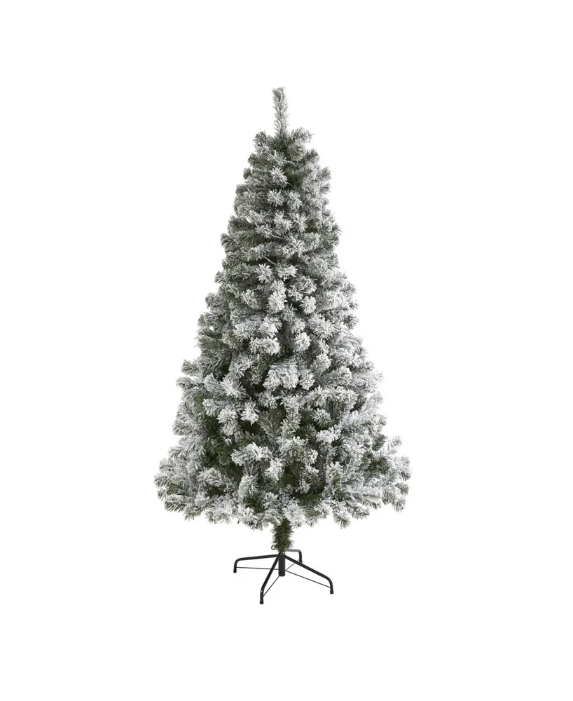 Nearly Natural Flocked West Virginia Fir Artificial Christmas Tree