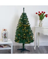 Nearly Natural Northern Tip Pine Artificial Christmas Tree with 100 Clear Led Lights