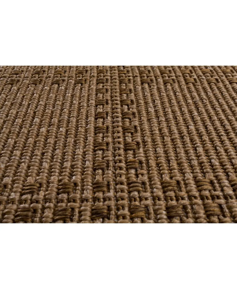 Portland Textiles Napoli Regular Plaid Tan 5'3" x 7'7" Outdoor Area Rug