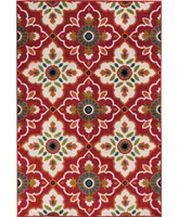 Portland Textiles Tropicana Bluffton Coral 7'10" x 9'10" Outdoor Area Rug