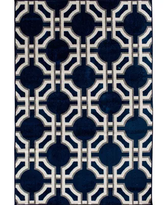 Portland Textiles Tropicana Dolliver Blue 6'7" x 9'6" Outdoor Area Rug