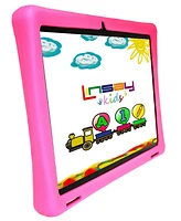 Linsay New 10.1" Kids Tablet Octa Core 128GB with Pink Kids Defender Case Newest Android 13