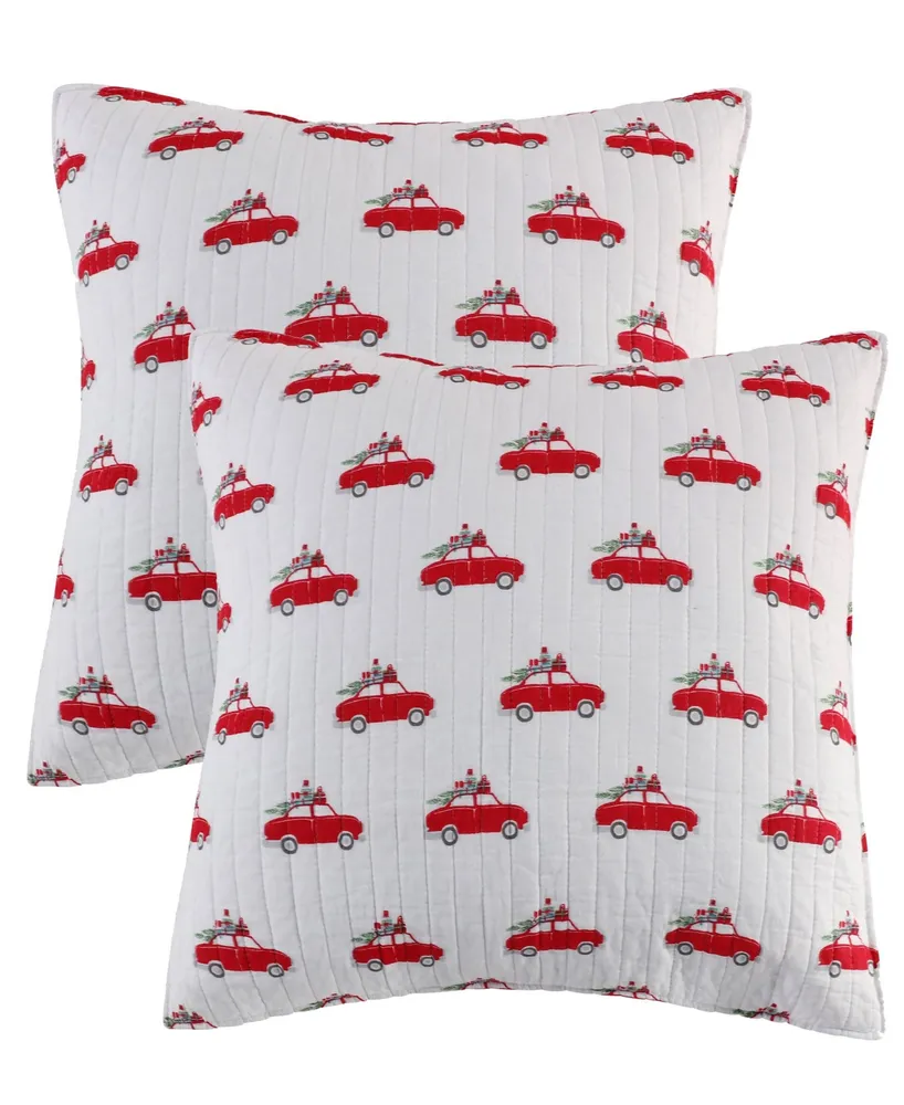 Levtex Christmas Road Trip Gingham 2-Pc. Sham Set, European