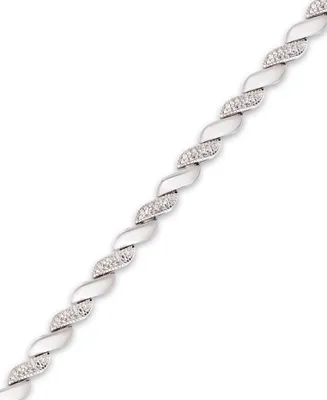 Diamond Accent San Marco Link Bracelet 18k Gold-Plate & Silver-Plate