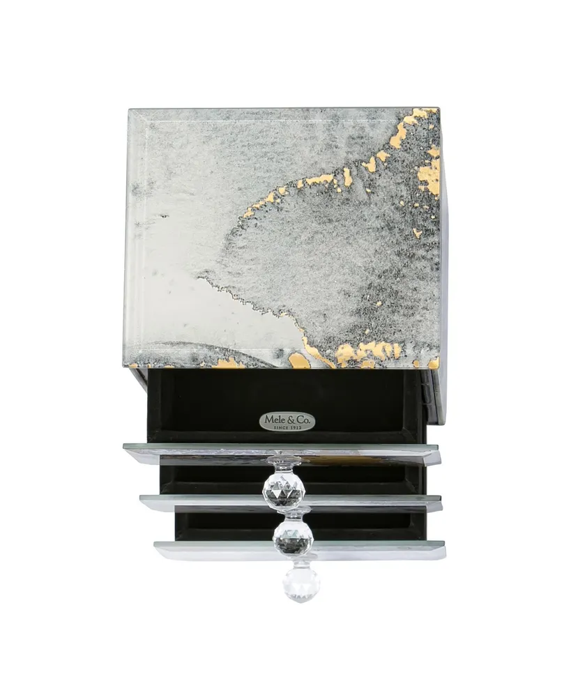 Mele Co. Maura Marbled Glass Jewelry Box with Gold Accents