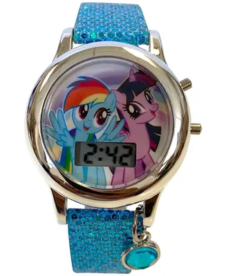 Accutime Kid's My Little Pony Digital Glitter Silicone Strap Watch 34mm