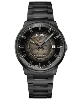 Mido Men's Swiss Automatic Commander Gradient Black Pvd Bracelet Watch 40mm