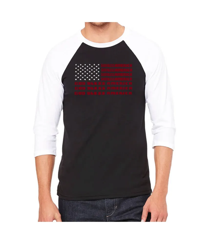 La Pop Art Men's Raglan Word T-shirt - God Bless America