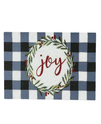 Elrene Holiday Joy Wreath with Plaid Coir Doormat