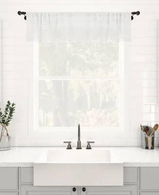 Textured Slub Stripe Anti-Dust Linen Blend Sheer Cafe Curtain Valance