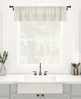 Textured Slub Stripe Anti-Dust Linen Blend Sheer Cafe Curtain Valance