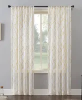 Abstract Geometric Embroidery Semi-Sheer Rod Pocket Curtain Panel